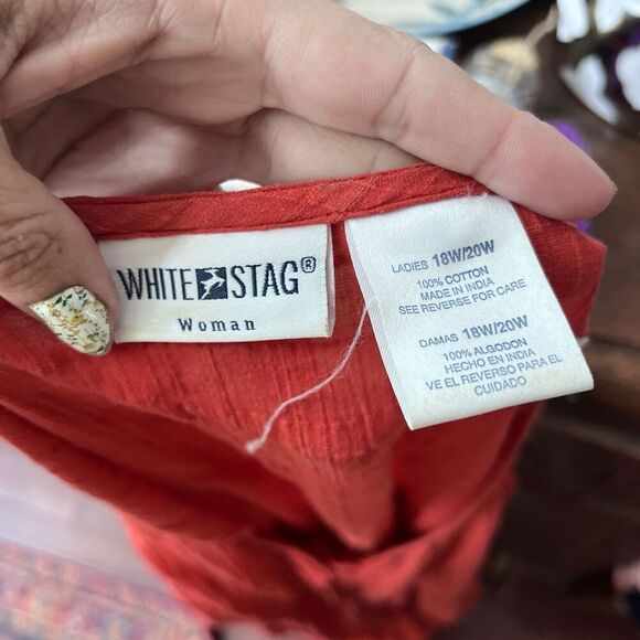 Vtg 90s White Stag Red Dress 18W/20W Button Front Round Neck Sleeveless Casual - Picture 8 of 11